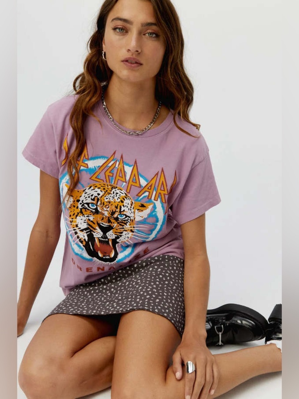 NWT Letluv Def Leopard Adrenalize Tour Tee 🐆 ~ Size XXS Oversized Anthropologie